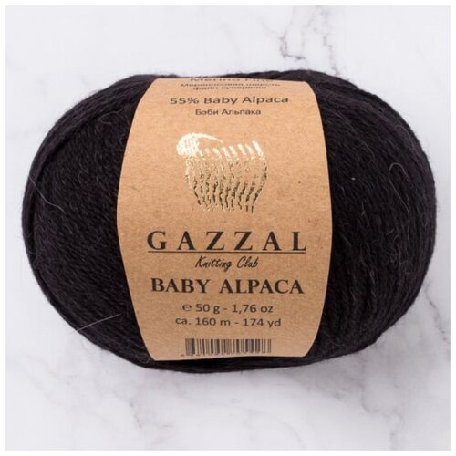 Пряжа GAZZAL Baby Alpaca, 55 % альпака, 45 % мериносовая шерсть, 50 г, 160 м, 5 шт., черный (46000) 160 м