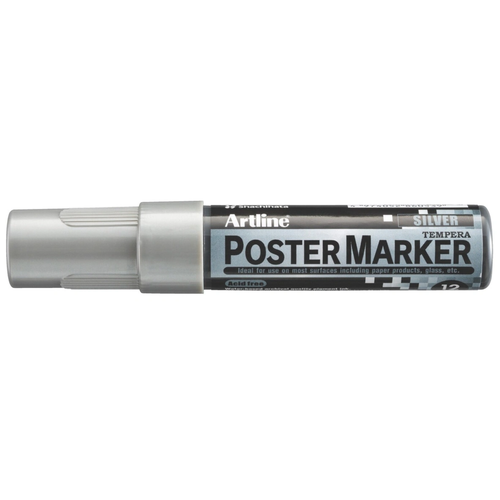 Маркер для граффити с темперной краской Artline Poster Marker, 12 мм, серебряный