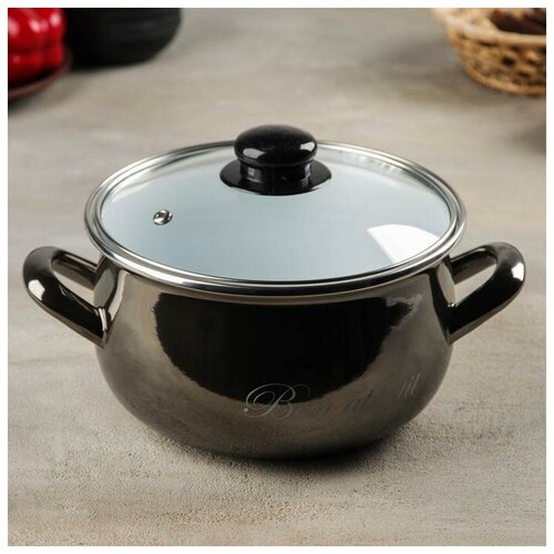 Кастрюля Металлик 31 л стеклянная крышка индукция цвет чёрный 2855₽