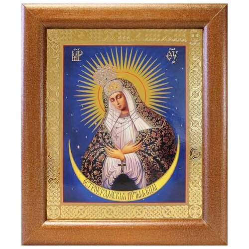 Икона Божией Матери Остробрамская Виленская, широкая рамка 19*22,5 см икона божией матери остробрамская виленская киот 19 22 5 см