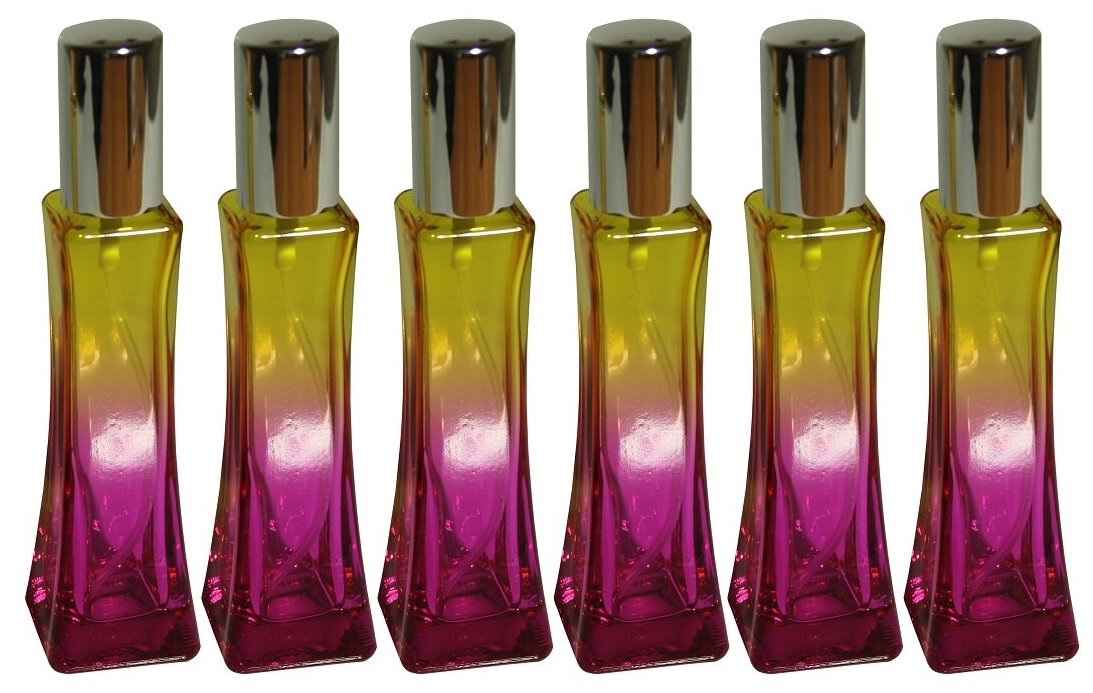 Атомайзер для духов Aromaprovokator желто-фиолетовое стекло спрей серебро 50 мл набор 6 шт