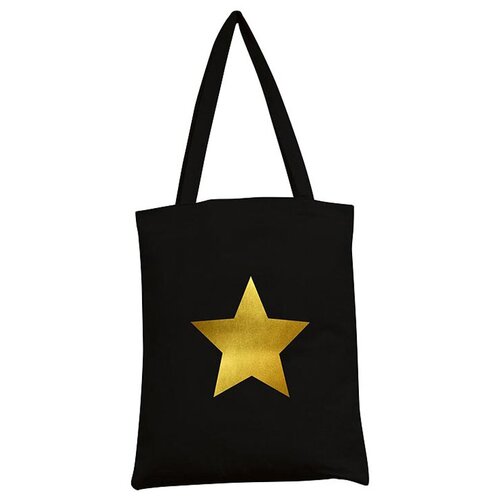 фото Сумка-шоппер арт и дизайн "звезда", 35*42см., черная, фольга