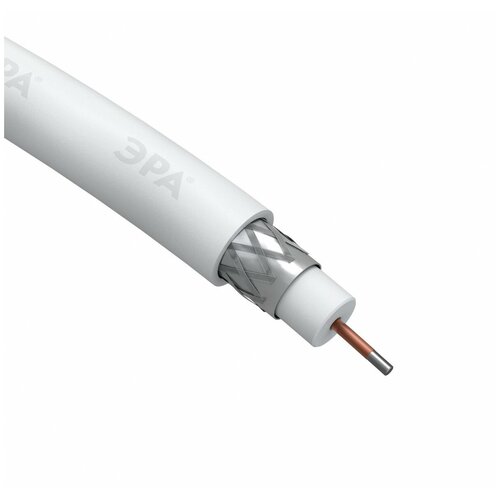 кабель Эра RG-6U, 75 Om, CCS(оплётка Al 48%), PVC, цвет белый 50м бухта, кабель коаксиальный