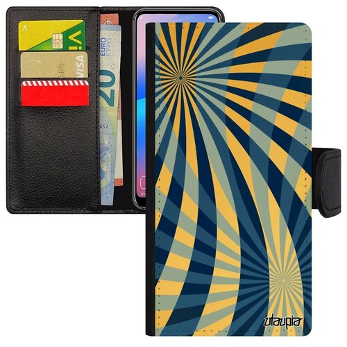 фото Красивый чехол книжка на мобильный // samsung galaxy a40 // "спирали" стиль полосы, utaupia, синий