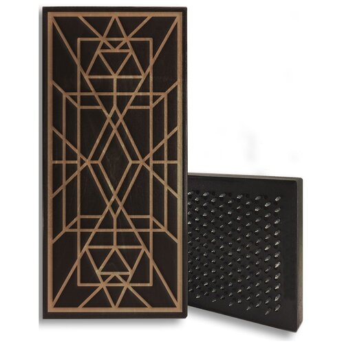 фото Доска садху красная абстракция - 1, размер 31x14, шаг гвоздей 10 мм чакра