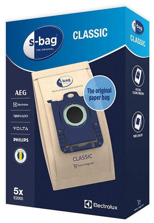 Бумажные пылесборники Electrolux E200S для пылесосов с мешком Тип S-bag