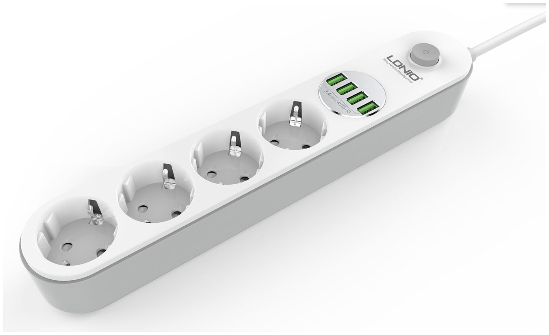 Сетевой фильтр Ldnio Power Strip 4 розетки 4 USB 2m (SE4432) (white)