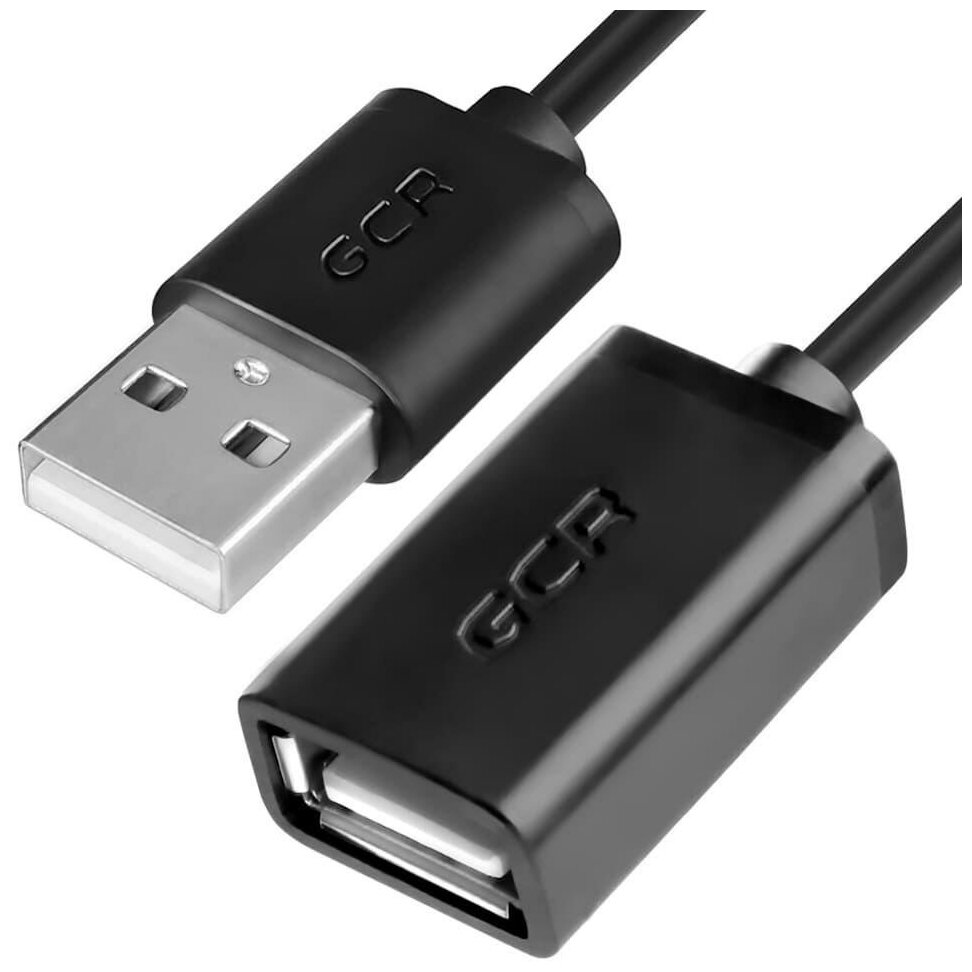 Greenconnect Удлинитель USB 2.0 1.8m черный, AM / AF, 28/28 AWG, экран, армированный, морозостойкий, GCR-50567