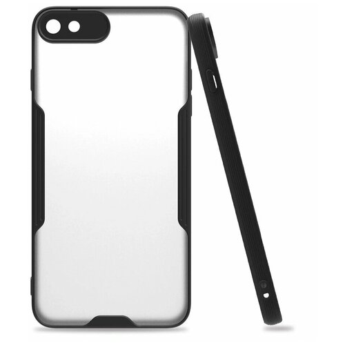 фото Чехол накладка прозрачный с защитой камеры для apple iphone 7 / для айфон 7 / черный qvatra
