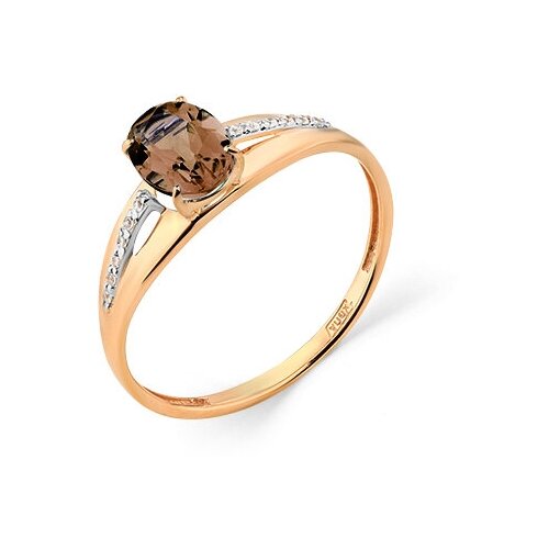 Кольцо Master Brilliant, красное золото, 585 проба, раухтопаз, размер 16.5, золотой, красный кольцо из золота 01 3 346 0001 011