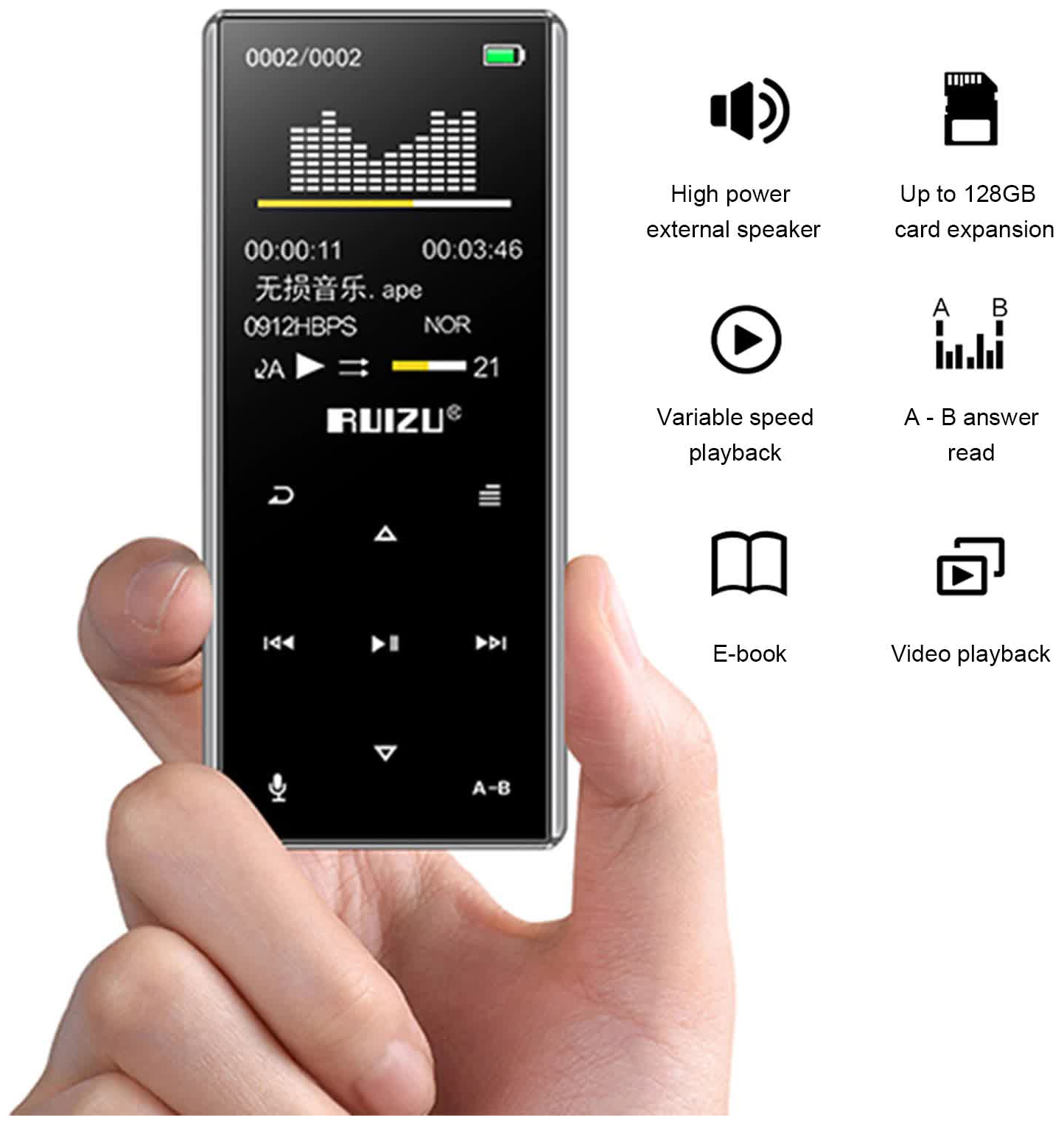 HiFi плеер RUIZI D29 8Gb Bluetooth Black