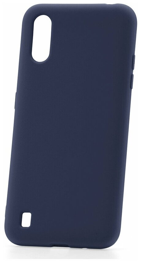 Чехол на Samsung A01/A015 Derbi Slim Silicone-3 темно-синий, противоударный пластиковый кейс, защитный силиконовый бампер, софттач накладка с защитой