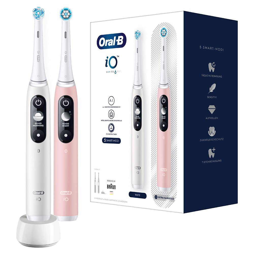 Электрическая зубная щетка Oral-B iO Series 6 Duo, белый + розовый 4210201381877