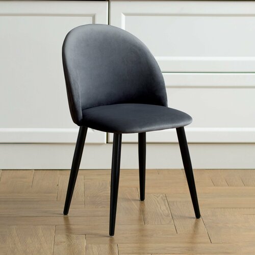 Стул Гринвич темно-серый велюр кухонный мягкий со спинкой для дома, для кухни, для гостиной, для спальни, DOBROV, Россия