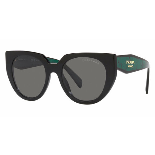 Солнцезащитные очки Prada, зеленый, черный солнцезащитные очки prada prada pr 58ws 1ab5z1 pr 58ws 1ab5z1 черный