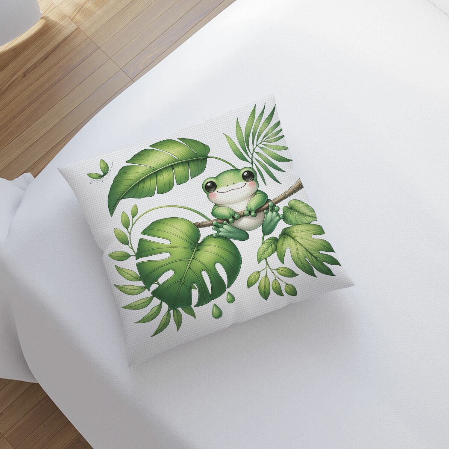 Наволочка декоративная JoyArty на молнии, чехол на подушку "Лягушка в пальмах" 45х45 см