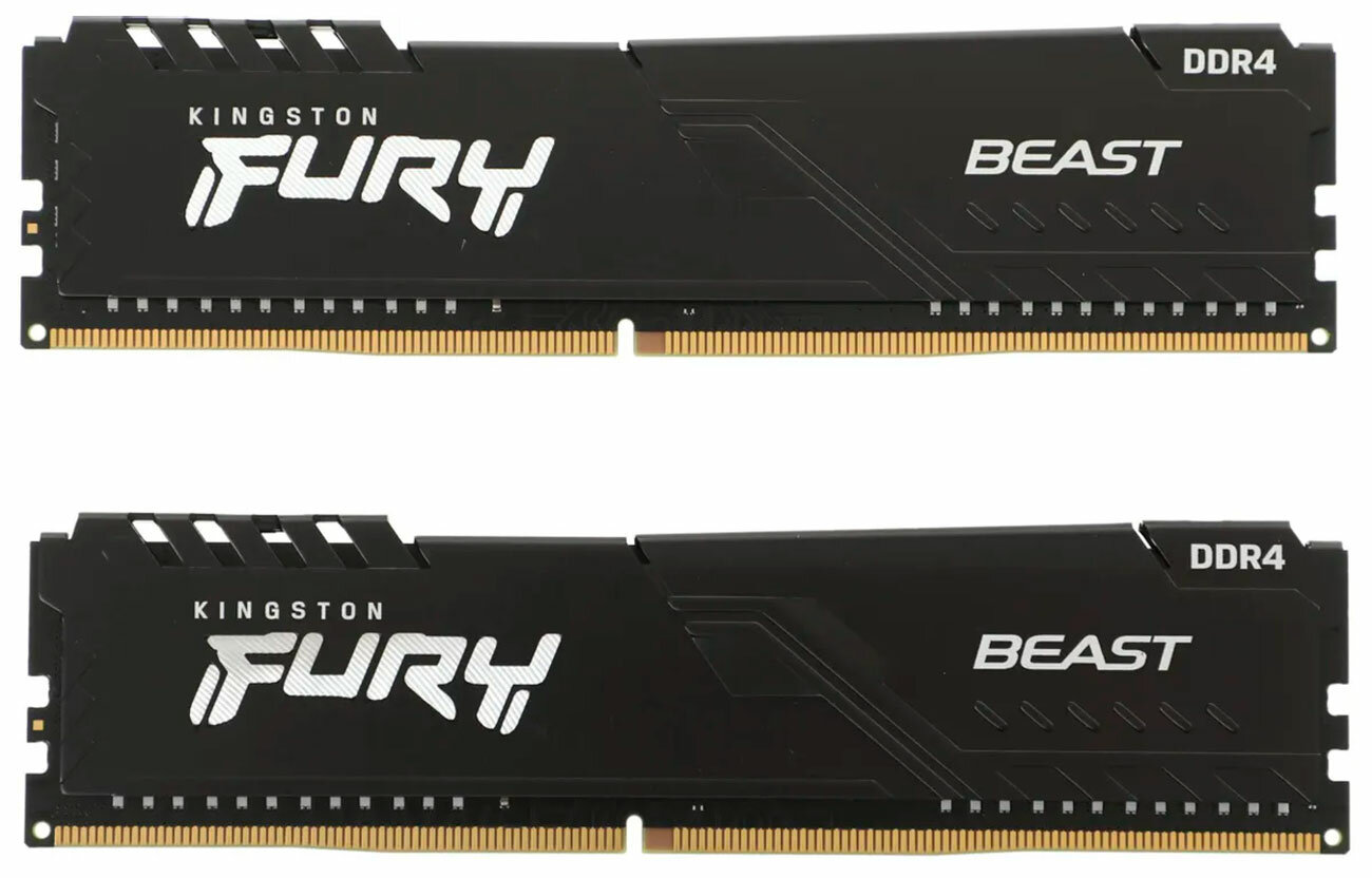 Оперативная память Kingston FURY Beast DDR4 16Gb (2x8Gb) 3200MHz Black (KF432C16BBK2/16)