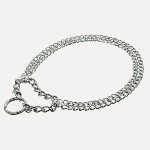 Изображение товара Ошейник полуудавка цепочка двойная для собак крупных и средних пород грань 2,0 мм, обхват шеи до 50 см, Zoo One