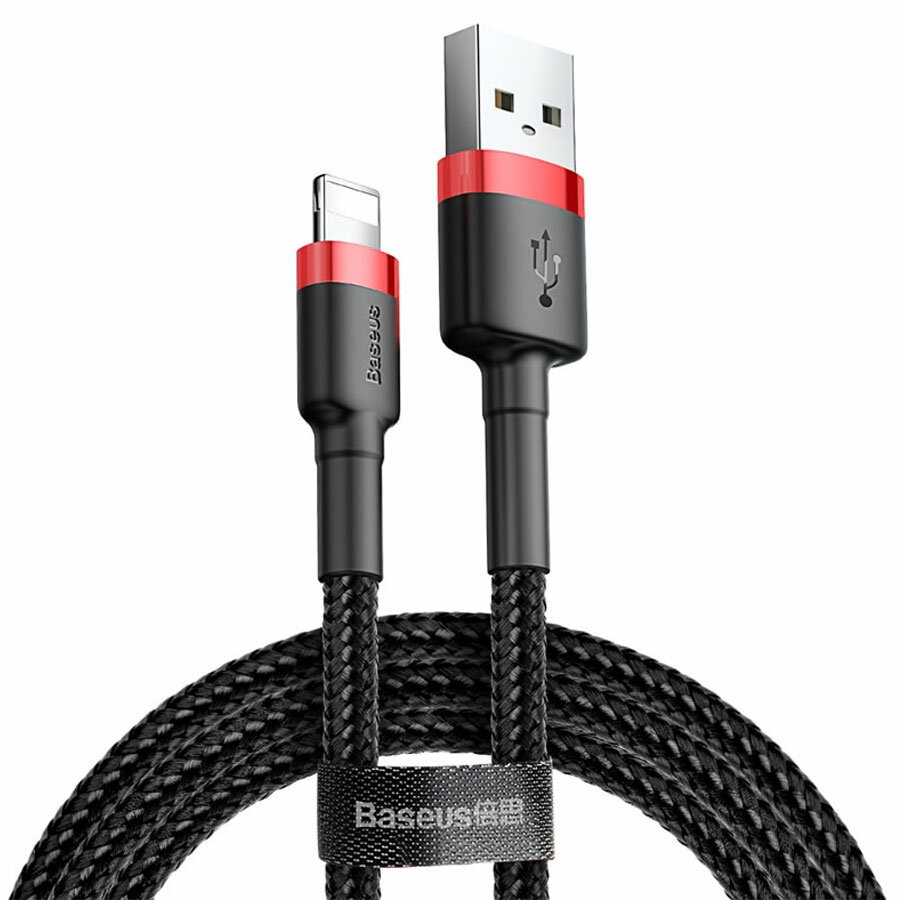 Кабель для айфон USB BASEUS Cafule USB - Lightning, 2А, 10W, 3 м, черный+красный
