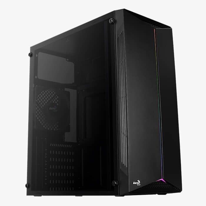 Корпус Aerocool Split-A (3xUSB, 2xAudio, 0.5 мм, 120 мм FAN, RGB подсветка, прозрачная стенка-акрил, ATX, без Б