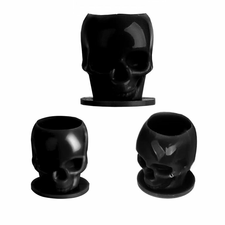 Колпачки под тату краску в виде черепа eмкости для пигментов Skull Ink Cup Black 50 штук