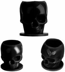 Колпачки под тату краску в виде черепа, eмкости для пигментов Skull Ink Cup Black, 50 штук