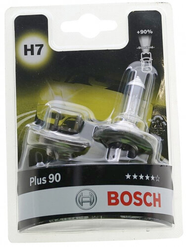 Лампа автомобильная Bosch Н7 +90 блистер, 2 шт, 1987301423