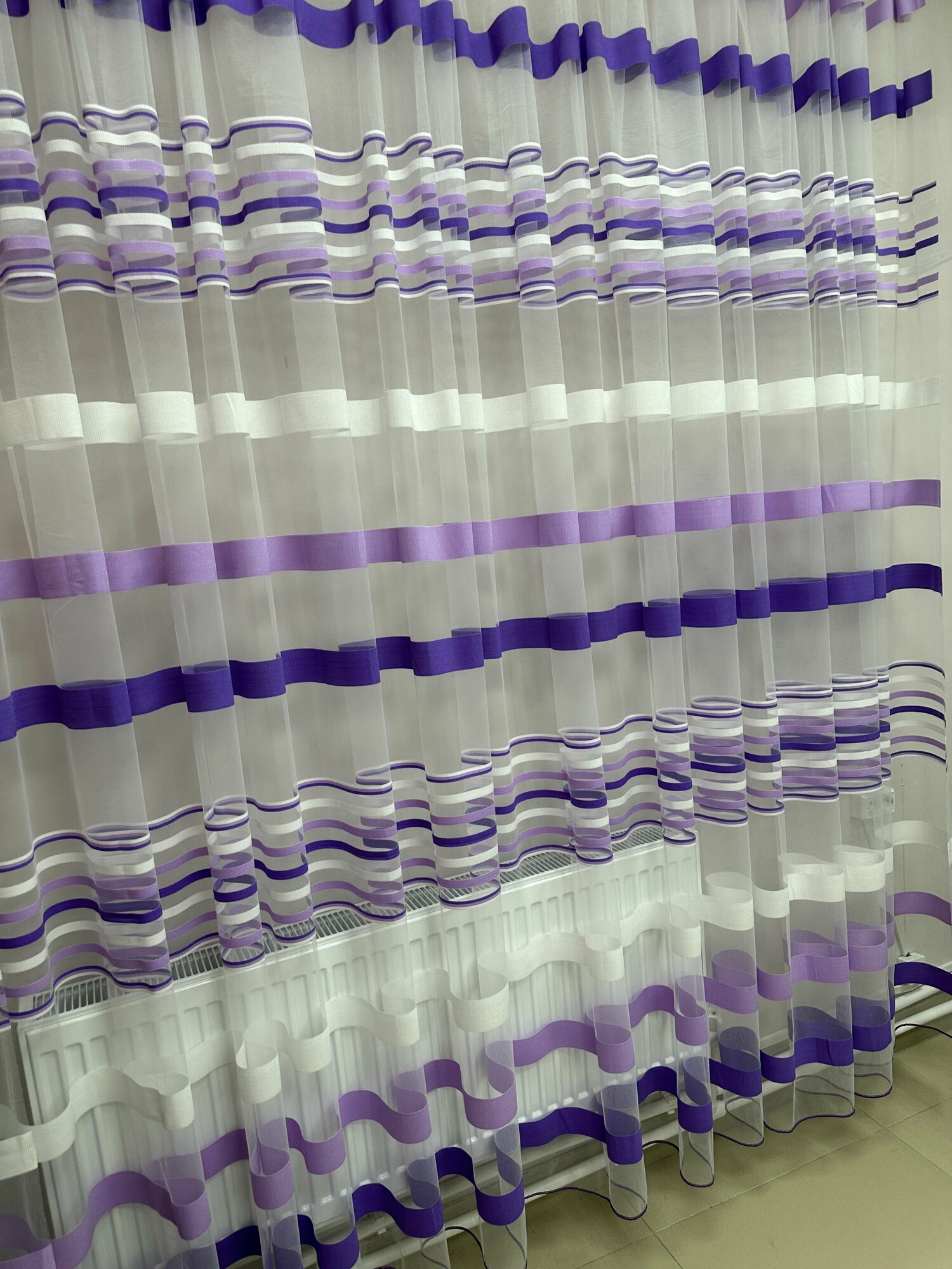 Тюль Сетка Полоски 00039 Фиолетовые 500*270 — фото 1