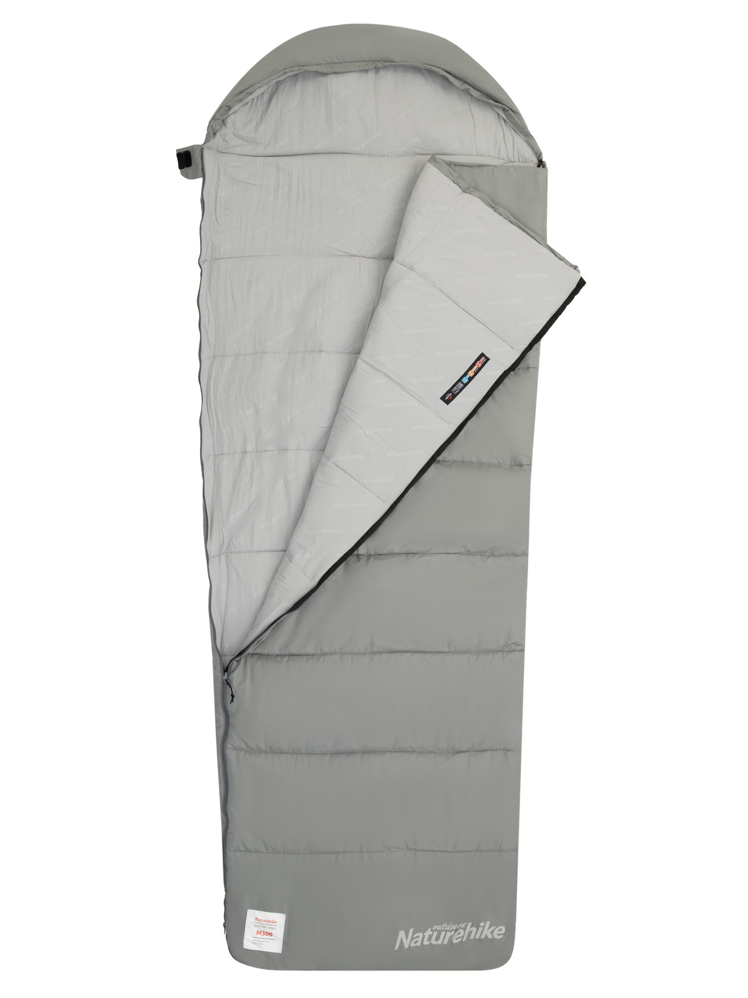 Спальник Naturehike Envelop Washable Cotton Sleeping Bag With Hood M300 Right Zipper Grey