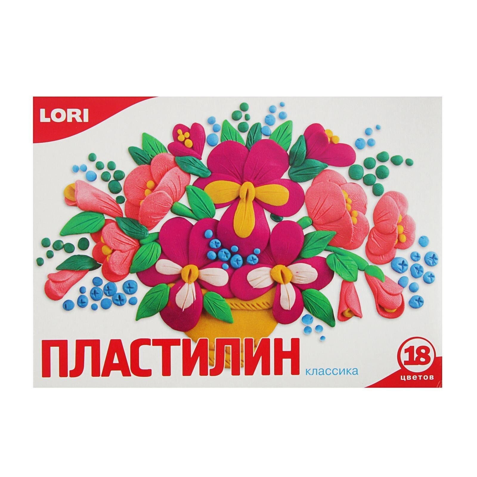 Пластилин LORI "Классика", 18 цветов, со стеком, 360 г (Пл-012)