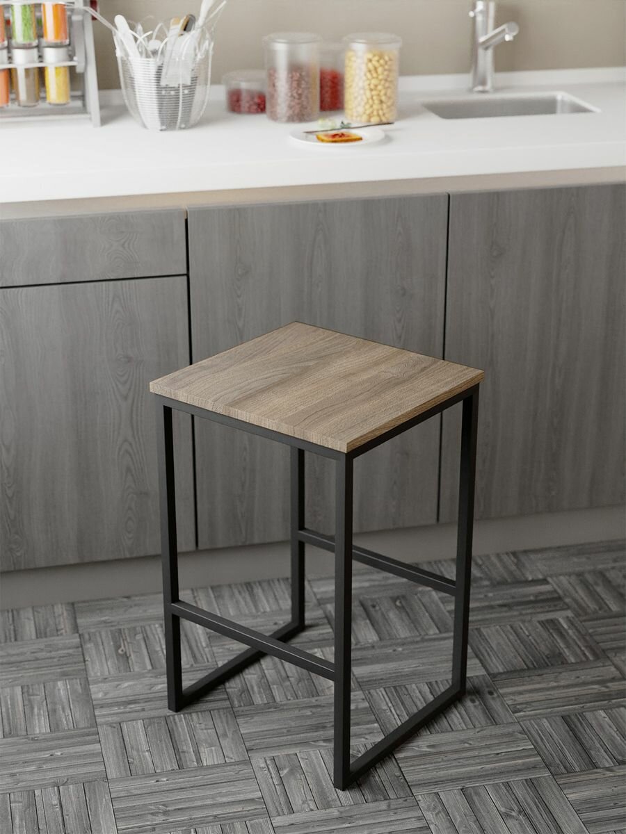 Полубарный стул IamLoft для кухни и офиса с подставкой для ног, дуб эвок, 37х39х62