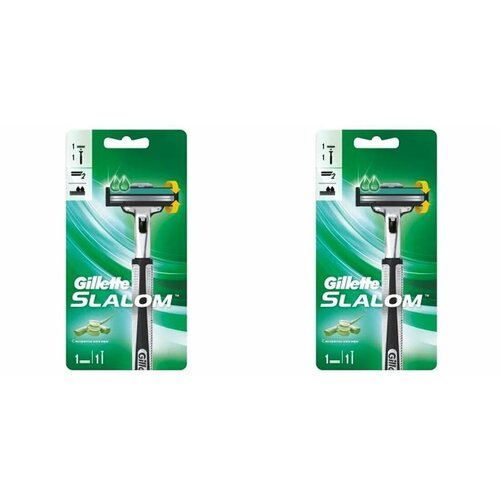 Бритвенный станок Gillette, Slalom с 1 сменной кассетой, 2 шт