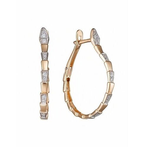 Серьги конго YA ZOLOTO, красное золото, 585 проба, фианит, , красный