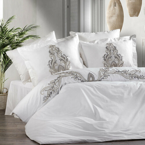 ZEBRA CASA Постельное белье Tiara цвет серый евро 19863₽