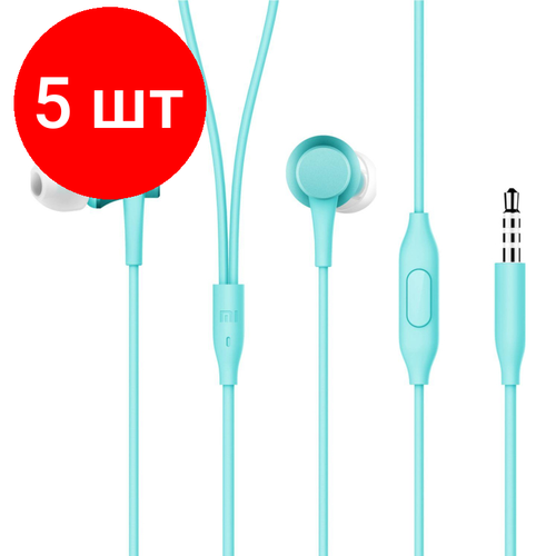 Комплект 5 штук, Наушники Xiaomi Мi Piston Fresh Bloom (HSEJ03JY Matte Blue), голубые 38mm piston