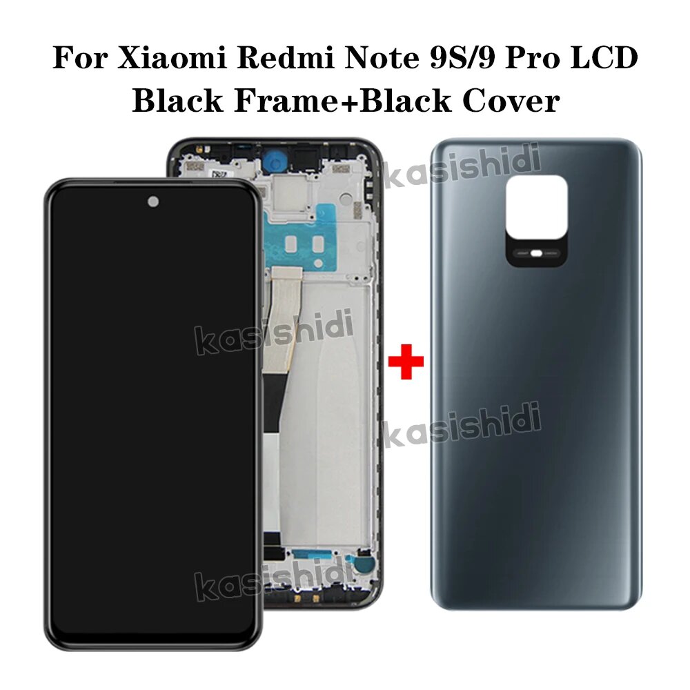 ЖК-дисплей для Xiaomi Redmi Note 9S/Note 9 Pro/Note 9 Max M2003J6A1G M2003J6B2G, ЖК-дисплей, дигитайзер сенсорного экрана в сборе, Balck Frame Cover