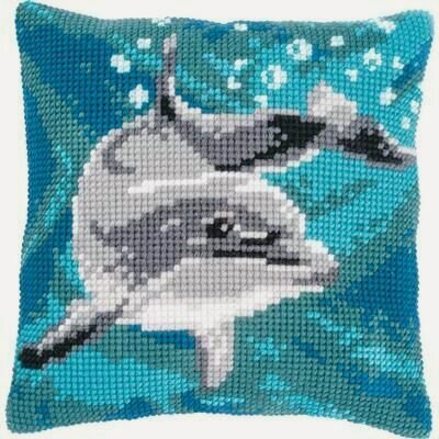 Изображение товара PN-0186299 Набор для вышивания несчётный крест (подушка) 40х40, "Дельфин" Vervaco