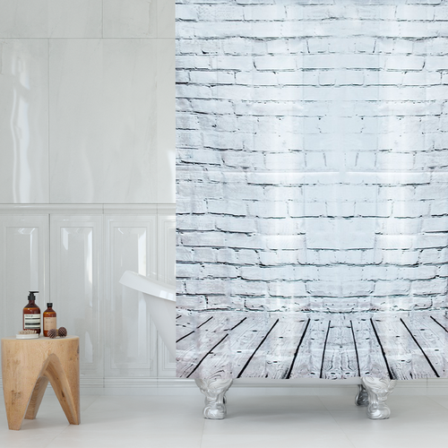 Штора для ванной Zenfort Лофт полиэстер 180х200см 12 колец с утяжелителем серый 1268₽