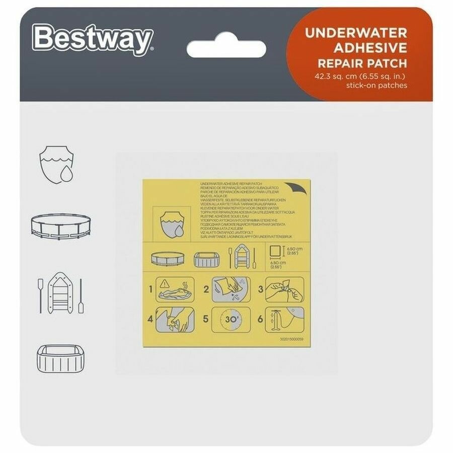 Ремкомплект Bestway, заплатки для бассейна самоклеющиеся 10 шт, увеличенной плотности 6,5х6,5 см