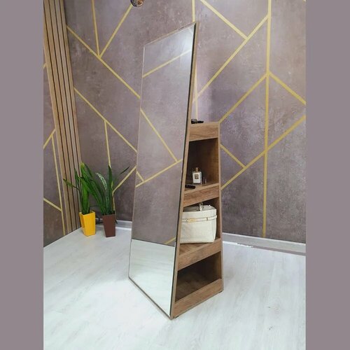 Зеркало напольное Регина с полкой Линаура, 61 х 176см, цвет дуб самдал, МебельТИ