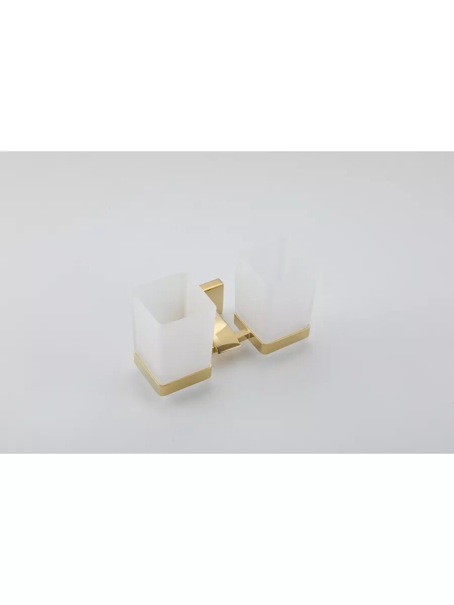 Стаканы для зубных щёток Gappo G0708-3, 2 отделения, стекло, латунь, золотистый