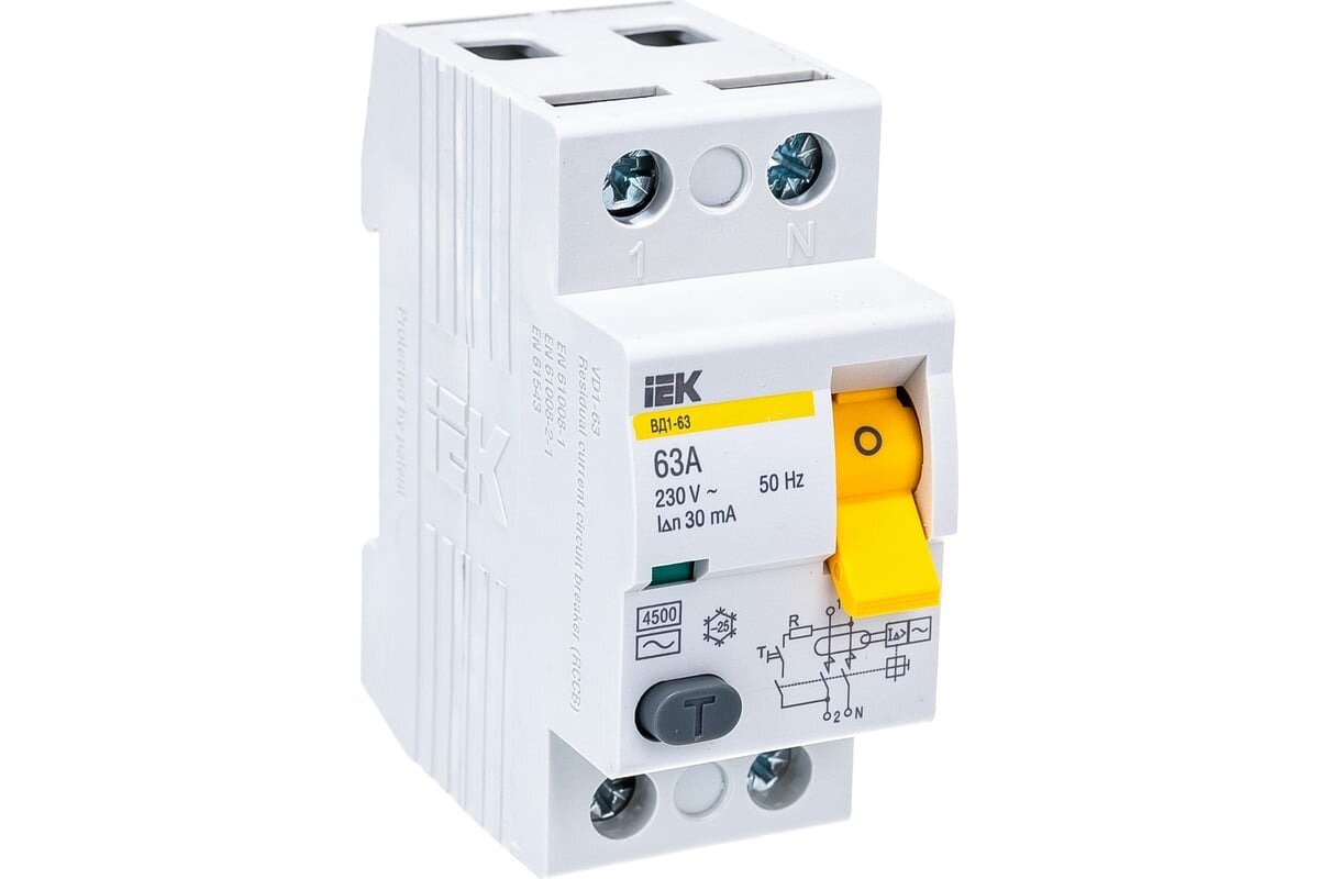 УЗО ВД1-63 2P 63A 30мА IEK MDV10-2-063-030 EL