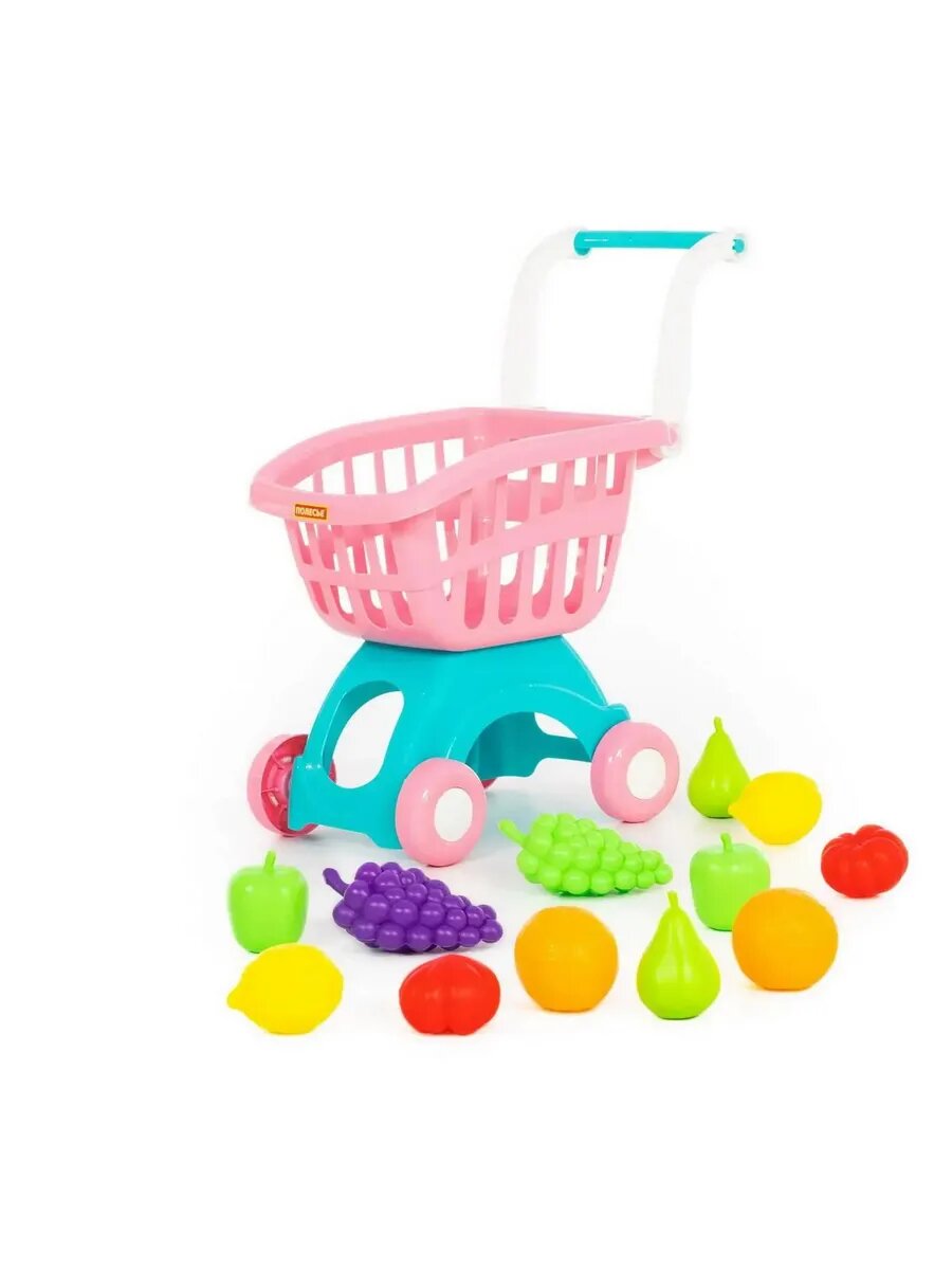 Игровой набор Полесье Тележка для маркета Мини, розовая с на