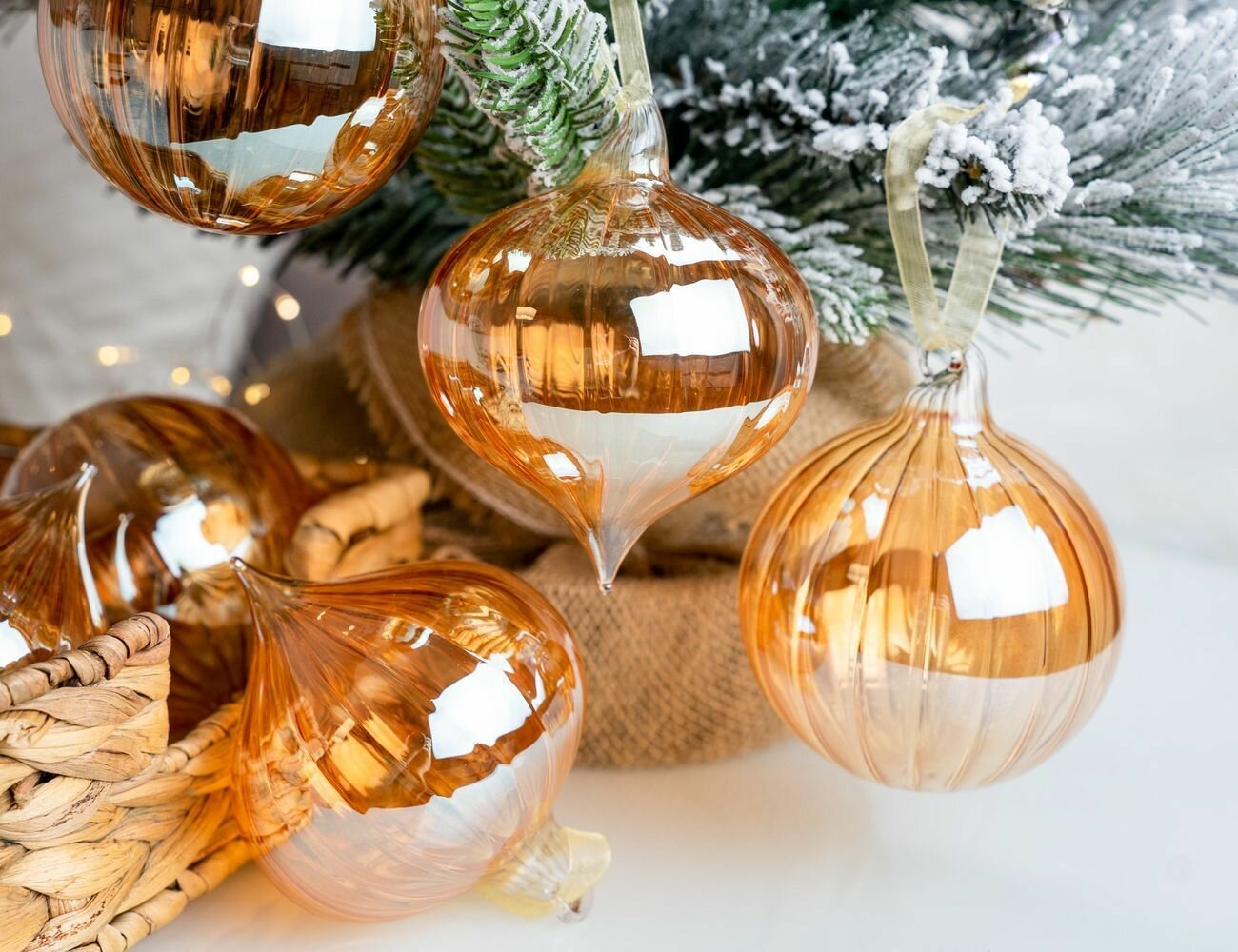Набор ёлочных шаров и украшений солнечный вечер, стекло, 8 см, 6 шт, Winter Deco 4060349