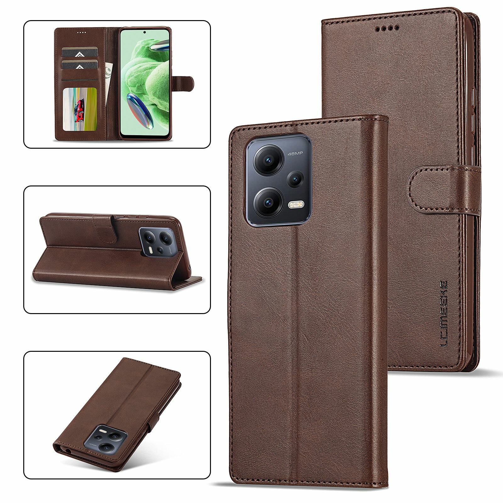 Картинки LCIMEEKE Кожаный книжка чехол для Xiaomi Redmi Note 12 Pro Plus / Чехол на Сяоми Редми Нот 12 Про Плюс с визитницей из экокожи