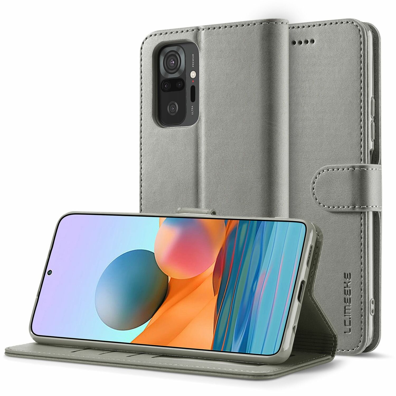 LCIMEEKE Кожаный книжка чехол для Xiaomi Redmi Note 10 Pro (Ксиаоми, Сяоми Редми Ноут 10 Про) с визитницей из экокожи