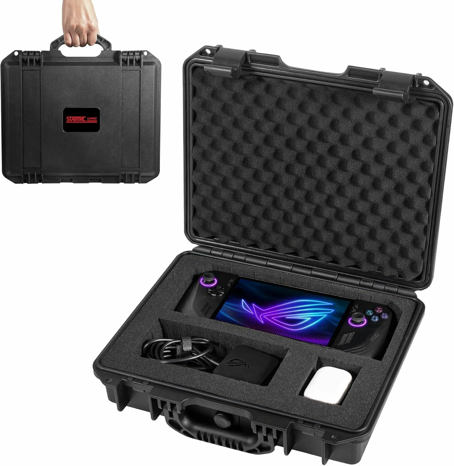 Чехол для переноски ASUS ROG Ally X, портативный водонепроницаемый жесткий чехол для хранения ASUS ROG Ally X 2024 с настраиваемой вставкой из пенопласта своими руками