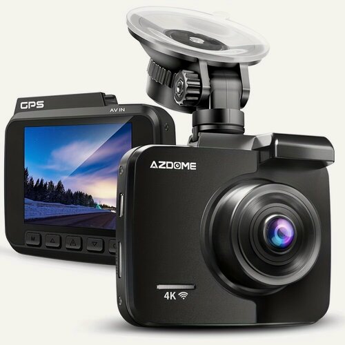 Изображение товара AZDOME 4K Dash Cam, супер ночное видение, встроенный GPS и Wi-Fi, монитор парковки - UHD 2160P автомобильный видеорегистратор, 170° широкий угол обзора, циклическая запись, легкость установки