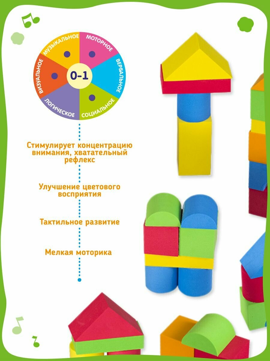 Мягкий конструктор для малышей 38 деталей от бренда Mommy Love — фото 1