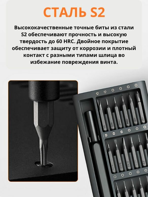 Изображение Xiaomi Набор отвёрток Mi Precision Screwdriver Kit для точных работ, 24 в 1, магнитные биты
